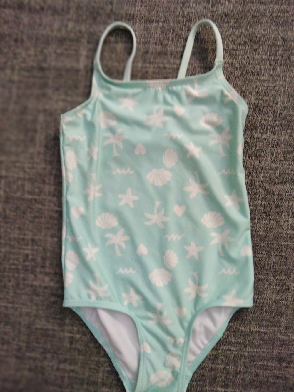 Girls' Mint Sea Shell Print One-Piece Swimsuit